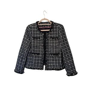 J. Crew Midnight Navy, White, and Silver Tweed Blazer